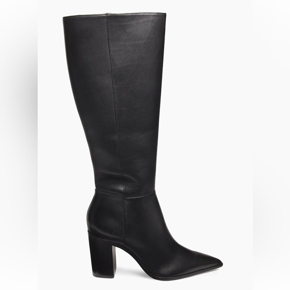 Schutz Mikki Block Boots Black Heeled Leather Knee High Revolve 8.5